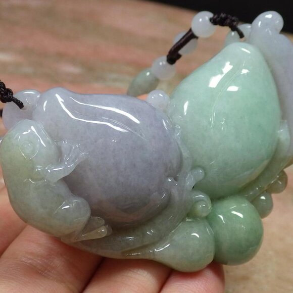 Certified Green Lavender Natural A Jade jadeite pendant Frog Toad Peach 风水蟾蜍 790 - Picture 7 of 10